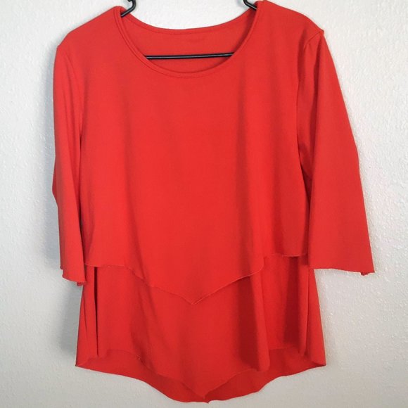 Orange Ruffle Blouse Large - Picture 1 of 8
